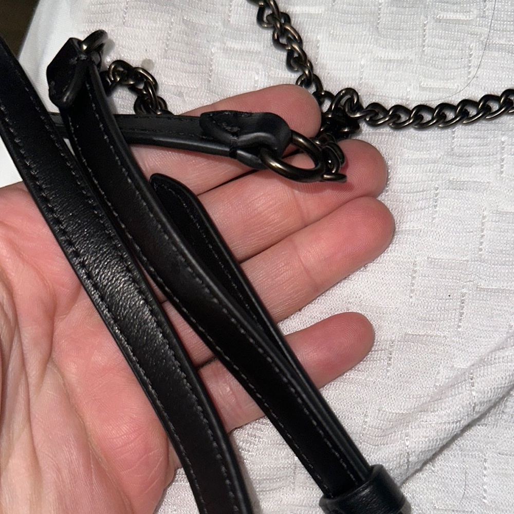 NWT Coach Black Safiano leather Crossbody Bag with adj Chain Strap fine bag - Picture 14 of 16